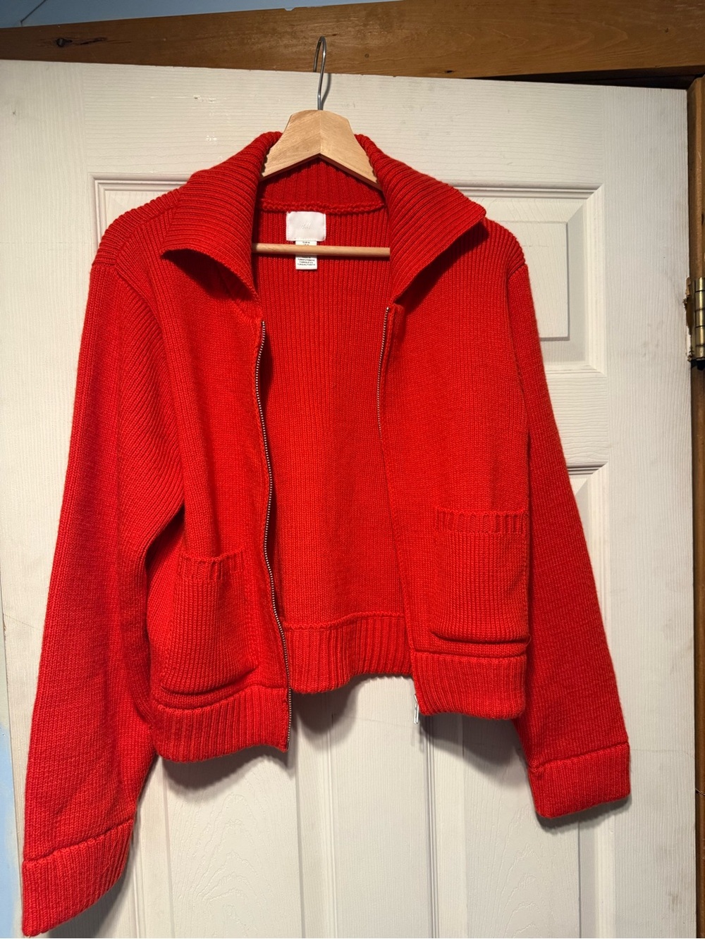 H&M Red Zip-Front Women's Sweater Cardigan